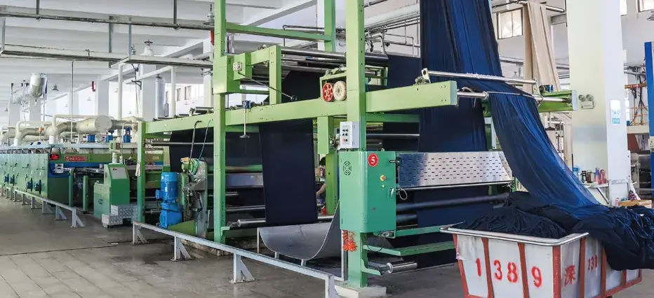 A stenter machine in a textile factory